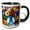 Black/White, variant on 3drose, Festive Colorful Flowers in a Glass Vase on the Garden Table Gift, 11oz Two-tone Blue Mug