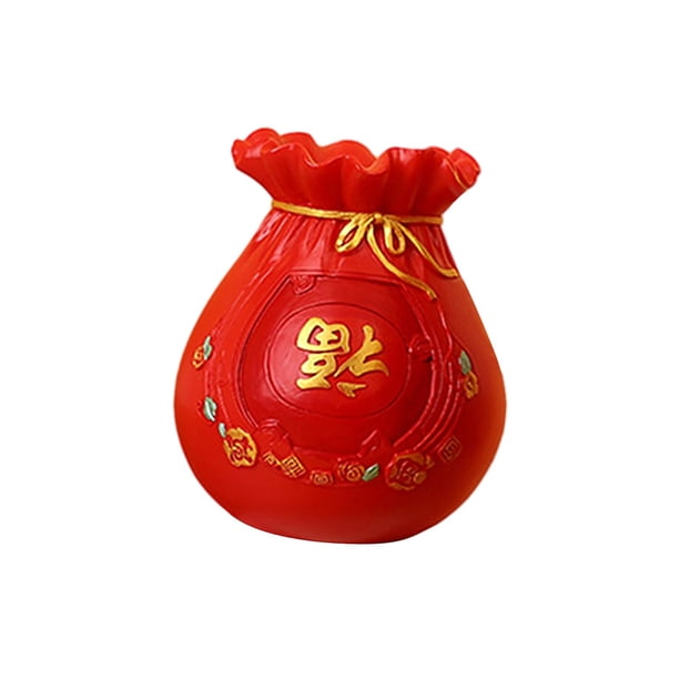 Figura de bolsa de dinero Feng Shui, florero, maceta de resina creativa para primavera Rojo