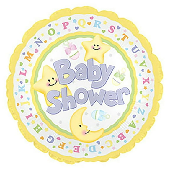 17 inch Baby Shower Moon & Stars Foil Mylar Balloon - Party Supplies Decorations