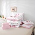 thumbnail image 6 of Feelyou Buffalo Initial Letter Bedding Comforter Set 7pcs for Kids, Kawaii Pink Ribbon Bow-tie King Bedding Sets, Monogrammed S Reversible Bed Sheets, Lightweight Room Decor, 6 of 8