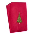 thumbnail image 1 of SARO 23592.R1422 14 x 22 Po Brodé Arbre de Noël Ourlet Serviette d'Invité en Coton de Lin Rouge - Lot de 4, 1 of 1