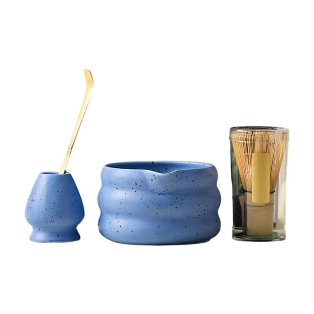 4x Matcha Set tradicional set tradicional tazón tazón té tazón matón chawan bateador portátil bateador batchón, para comedor Azul