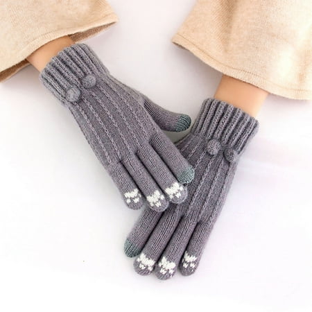 

Yubnlvae Gloves Outdoor Women s Velvet Warm Gloves Knit Gloves Gloves Winter Grey