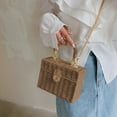 thumbnail image 6 of Kwuty Women Handwoven Rattan Handbag Beach Straw Tote Bag Square Boho Crossbody Bag, 6 of 7