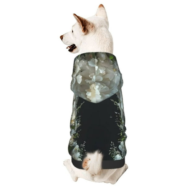 Balery Floral Angelic White Wings Sudadera con Capucha para Perros Pequeños – Ropa para Mascotas, Disfraz para Perros y Gatos, Ideal para Fiestas y Cosplay-Large