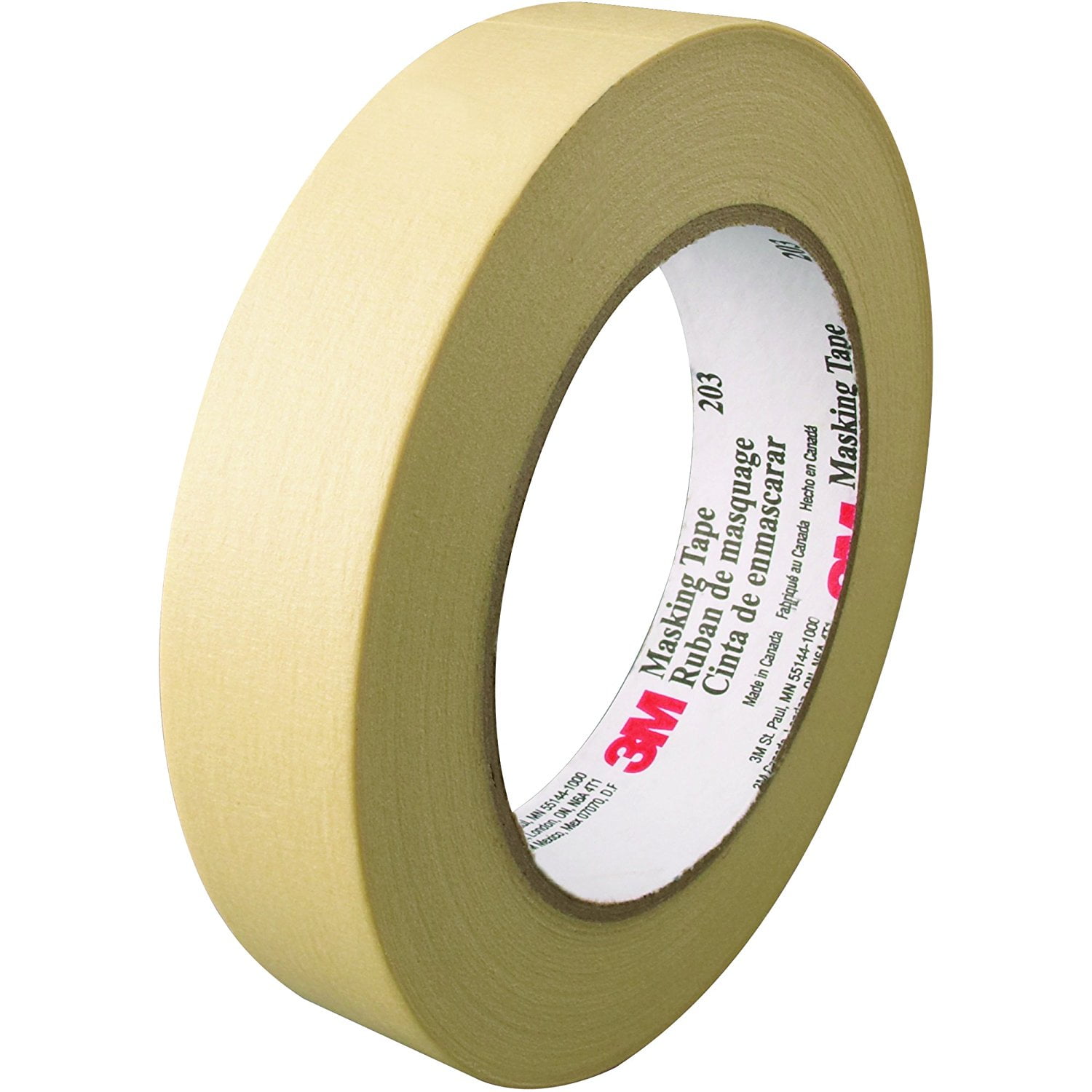 BOX BT93520312PK 3M 203 Masking Tape, 1 x 60 yd., Natural Pack of 12