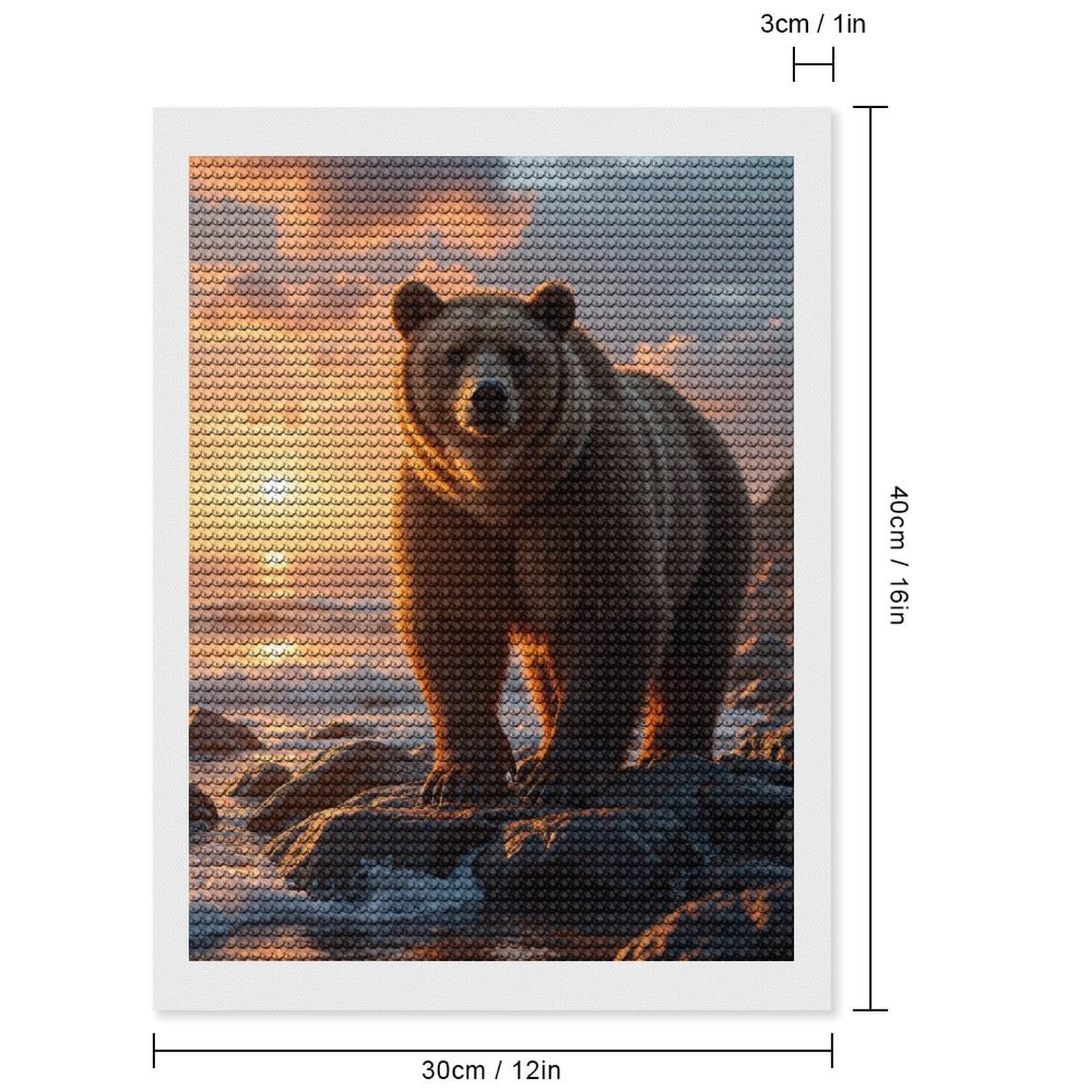 Diamond Art Kits for Adults - Bear Sunset Ocean Rocks Scene 5d Diamond Painting for Adults, Diamond Art for Adults Beginners, Frameless Diamond Painting Kits for Adults for Home Wall Decor
