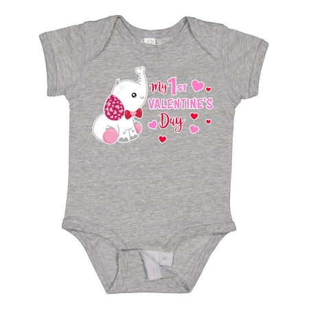 

Inktastic My 1st Valentine s Day with Elephant Gift Baby Girl Bodysuit
