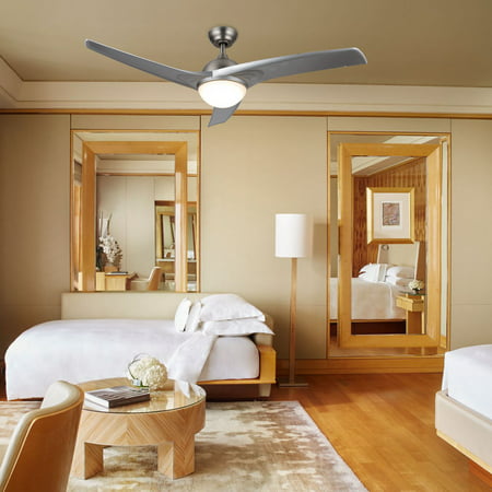 Modern Ceiling Fan w/ LED Panel Light & Remote Control for Indoor