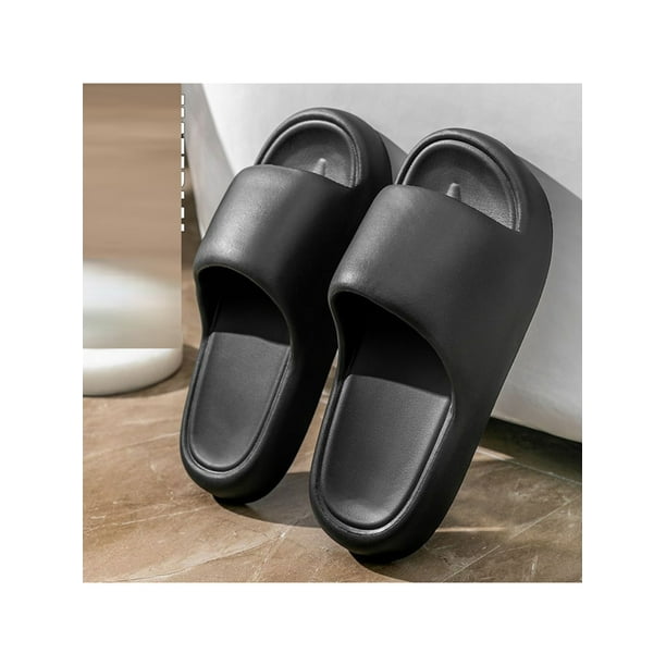 Woobling Men Slides Beach Platform Sandal Slip On Slide Sandals Comfort Casual Shoes Unisex Lightweight Non slip Footbeds Black 5 5.5