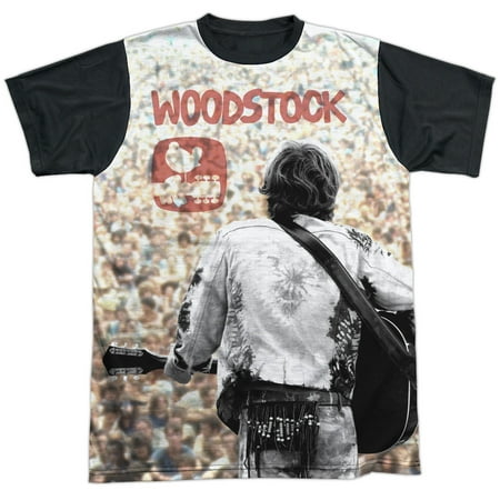 Woodstock Music Festival John Sebastian Crowd & Logo Adult Black Back