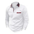 thumbnail image 5 of WTXUE Polos Long Sleeve, Scrunch Neck Polo Golf Shirts for Men Spring Autumn Casual Button T Shirt Top Solid | Workwear for Men White XXL, 5 of 5