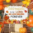 thumbnail image 4 of Fall Pumpkin Backdrop Give Thanks to The Lord His Love Endures Forever Photography Background Autumn Maple Leaf Thanksgiving Harvest Party Decorations Banner Supplies Photo Booth Props, 4 of 6