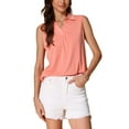 thumbnail image 4 of INSPIRE CHIC Sleeveless Top for Women V Neck Loose Shirt Solid Collar Polo Shirts Casual Top L Pink, 4 of 6