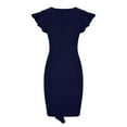 thumbnail image 3 of Summer Dress for Women Sexy Womens Summer Fashion Deep V-Neck Ruffle Sleeves Splicing Sexy Pencil Dress Summer Dress for Women with Sleeves Summer Dress with Sleeves for Women, 3 of 5