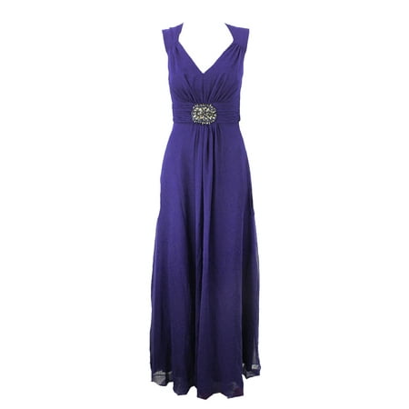 Decode1.8 - Decode 1.8 Blue Sleeveless Ruched-Waist Embellished Gown 4 ...