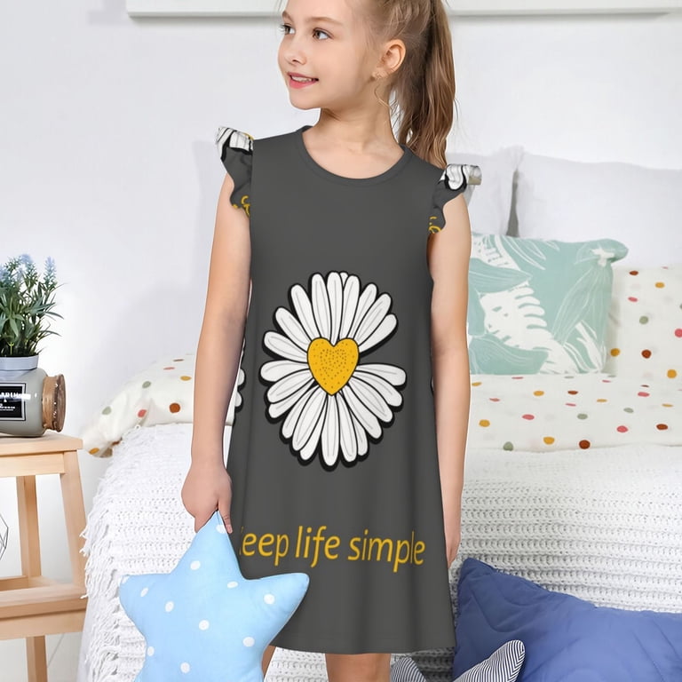 Easygdp Keep Life Simple Daisy Flower Girls Pajamas Dress