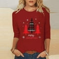 thumbnail image 2 of LiMoi Women's Cozy Xmas Tees with 3/4 Sleeve Round Neck and Jolly Xmas Tree Print Tshirts Tops Shirts Blouse My Items, 2 of 5
