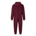 thumbnail image 3 of Abcomgle Girls One Piece Pajamas 10/12 Fuzzy Hooded Kids Onesie Cute Zip Up Jumpsuits for Girls Furry Sherpa Fleece Onesie Rompers Girls Winter Warm Onesie Pajamas Girls,7-8Years,Wine, 3 of 5