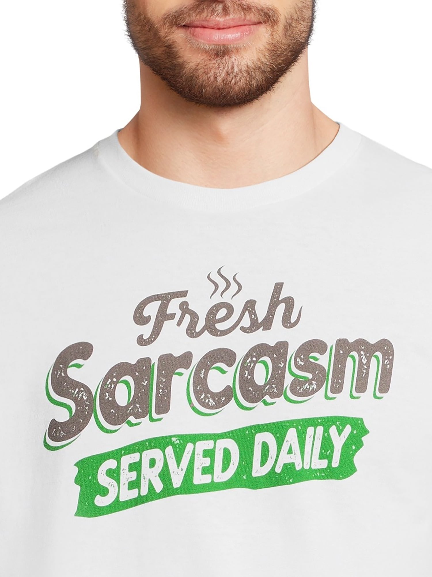 Humor Men's and Big Men's Fresh Sarcasm Served Daily Short Sleeve Men's Graphic Tee, Sizes S-3XL