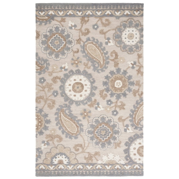 SAFAVIEH Blossom Beverley Floral Area Rug, Grey/Beige, 3' x 5'