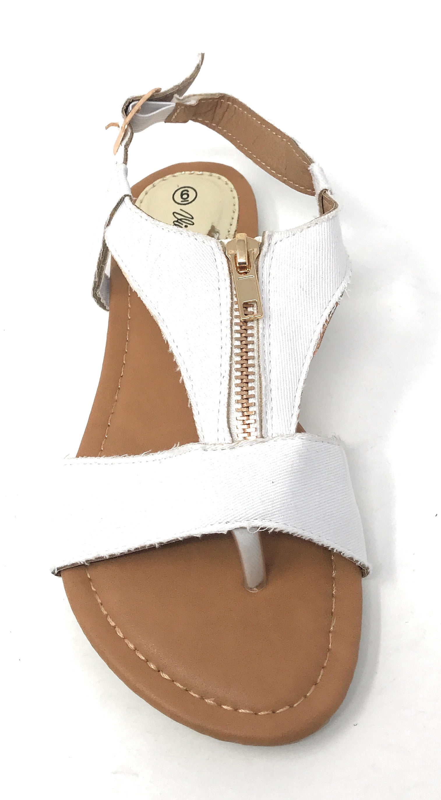 Victoria K Denim Zipper Front Sandals (Women)