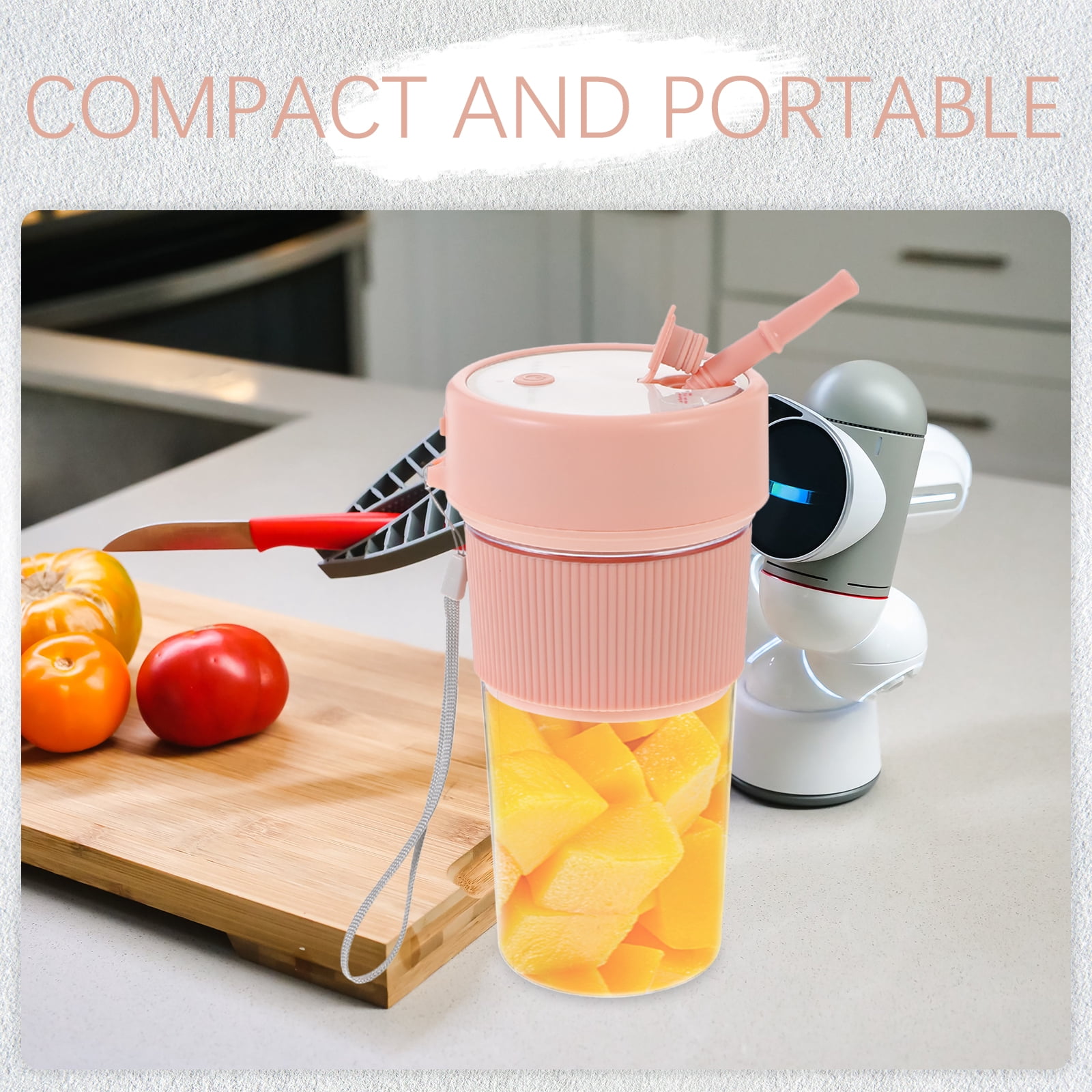 Toyandona Portable Pink Electric Juicer Cup for Fresh Juice and Smoothies 2Pcs