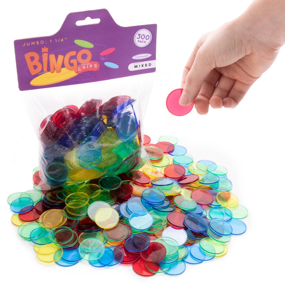 1.25" Translucent Jumbo Bingo Chips, Mixed Bag of 300 Chips Walmart