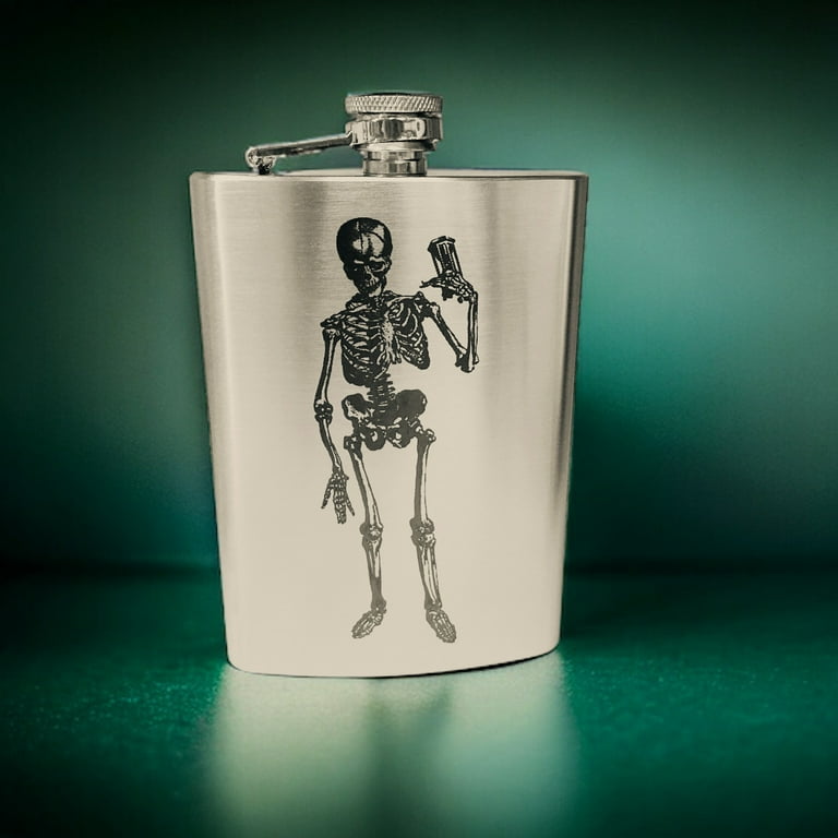 8oz Skeleton time is running out Stainless Steel Flask 8oz Skeleton time is running out Stainless Steel Flask