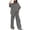 Gray, variant on LEKWK Linen Sets for Women 2 Piece Short Sleeve Collared Button Down Tops and Loose Fit Wide Leg Pants with Pockets Summer Casual Travel Beach Sets