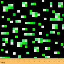 jejeloiu Piexl Grid Fabric by the Yard 1 Yard,Green Geometric Checkered Home Decor Fabric by the Yard,Geometric Aesthetic Sewing Fabric,Ultra Soft Home Decor