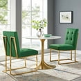 thumbnail image 2 of Side Dining Chair, Set of 2, Velvet, Metal Steel, Gold Green, Modern Contemporary Urban Design, Kitchen Room Cafe Bistro Restaurant Hospitality, 2 of 4