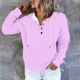 thumbnail image 4 of Brondbend Women Hoodie Women Pullover Long Sleeved Drawstring Pocket Button Pullover Print Fashion Oversized Tops Ladies Gym Workout Fall Winter Wear Hot Pink, 4 of 6