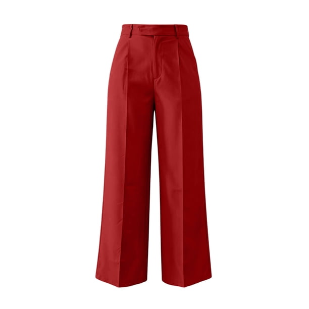 Hngshg Plus Size Trousers for Women Zipper Dressy Causal Solid