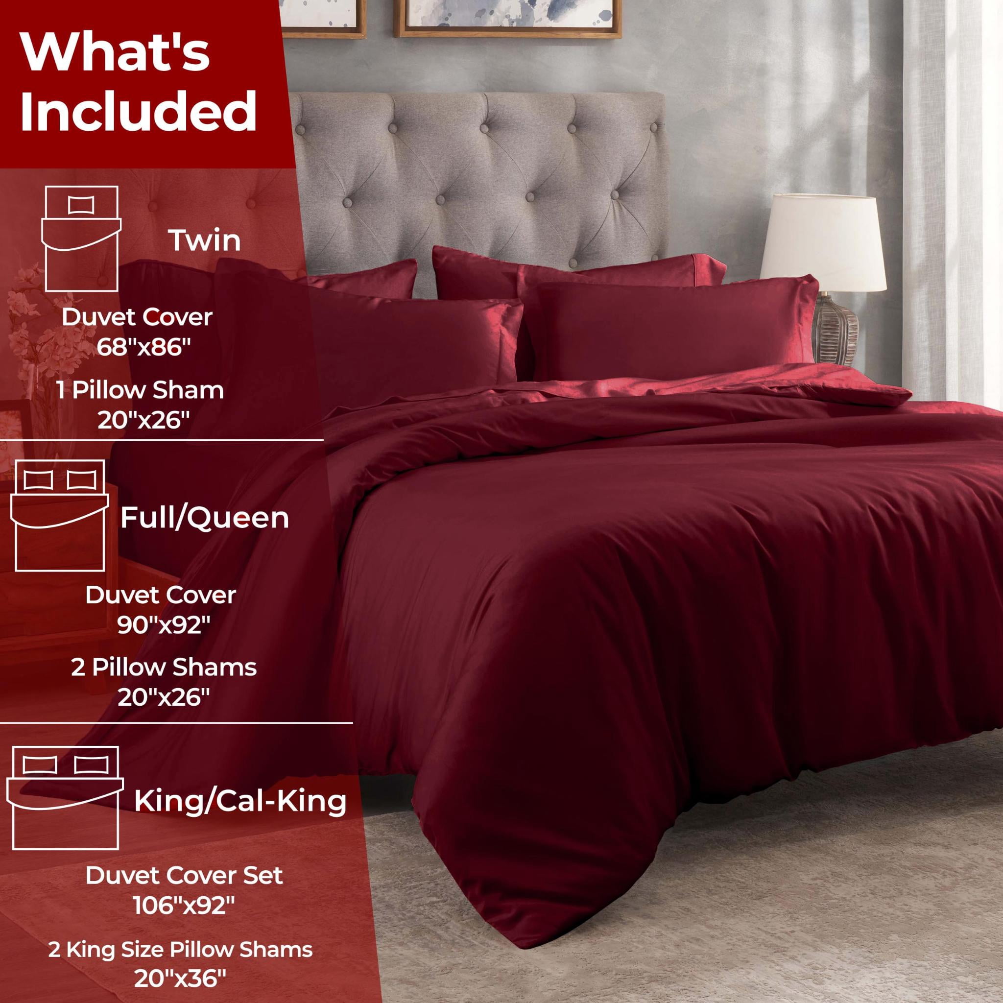 Superior Egyptian Cotton 300 Thread Count Duvet Cover Set, King/ Cal King, Burgundy