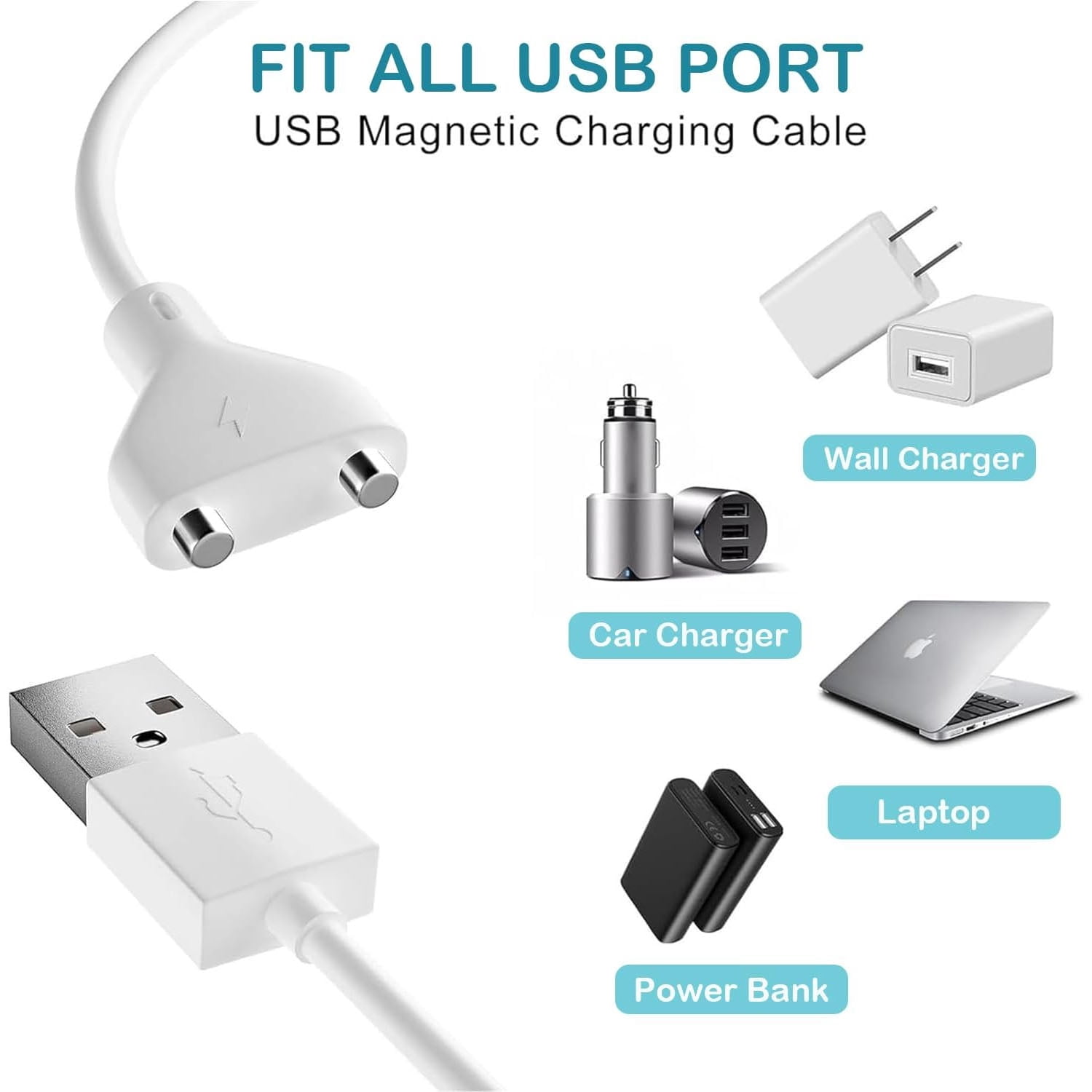 Magnetic USB DC Charger Cable 2.7ft Replacement Charging Cord,Vibrator charger for Rechargeable Toys Massagers Electric Toothbrush (6MM)