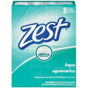 Zest Aqua Refreshing Deodorant Bar Soap, 4 Oz, Family Set of 8 Bars.