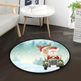thumbnail image 5 of Dreamtimes Santa with His Reindeer Driving Car Round Area Rug 3Ft Small Round Area Rug Soft Bedroom Entryway Foyer Throw Mat Washable Non-Shedding Non-Slip Sofa Nursery Carpet, 5 of 5