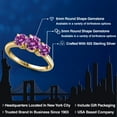 thumbnail image 2 of Gem Stone King 18K Yellow Gold Plated Silver Fancy Purple Zirconia Engagement Ring for Women | 1.76 Cttw | Round 6MM | Gemstone Birthstone | Size 8, 2 of 6