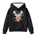 thumbnail image 5 of Big Girls Graphic Hoodie Merry Christmas Print Hooded Sweatshirt Festive Pullover Top Fall Fashion Clothing Size 9-10T ,Black, 5 of 5
