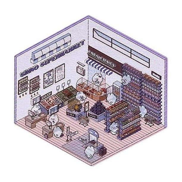 Pegatinas 3D Para La Casa Diy Pegatinas Diy Escena Crea Tu Propio Supermercado | Cafetería | Restaurante | Librería Fu N Pegatinas Con Divertidas Escenas De Dibujos Animados