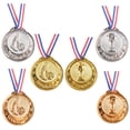 thumbnail image 2 of Juego de medallas de 6,5 cm cada una, 3 medallas de podio con collar, oro, plata, bronce, trofeo, victoria, juguete, deporte, fiesta temática, cumpleaños, 2 of 4