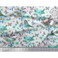 thumbnail image 2 of Soimoi Green Cotton Duck Fabric Insect,Floral & American Robin Bird Printed Fabric 1 Yard 42 Inch Wide, 2 of 3