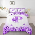 thumbnail image 1 of Erosebridal Letter Initial Bedding King Comforter Set,Monogrammed Personalized Bedding Sets King with Comforter,Flower Decor,Reversible,Super Cozy,3 Pieces, 1 of 8