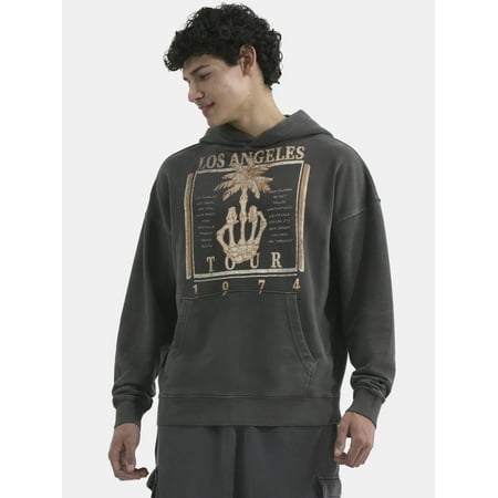 No Boundaries All Gender Oversized Graphic Hoodie with Long Sleeves, Men's and Big Men’s