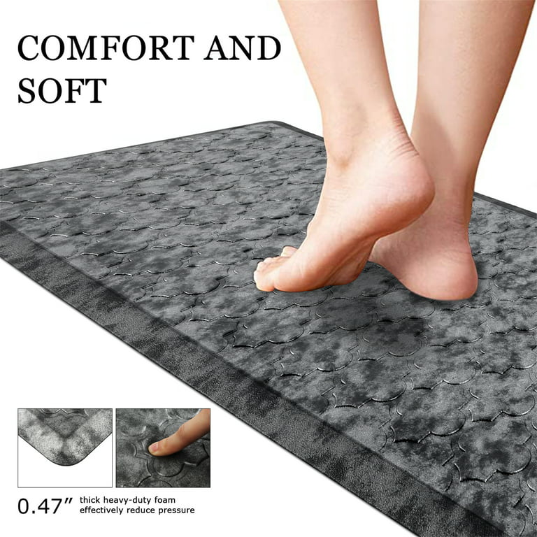 HEBE Extra Large Anti Fatigue Comfort Mats for Kitchen Standing Desk Thick  Cushioned Kitchen Floor Mat Waterproof Kitchen Rug Runner Heavy Duty