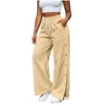thumbnail image 2 of MLCDZ Fall Sweatpants for Women Drawstring Side Snap Button Lightweight Casual Loose Fit Track Pants with Pockets Comfy Baggy Lounge Golf Workout Trousers, 2 of 10