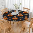 thumbnail image 3 of Halloween Themed Stretch Fit Round Tablecloth for 44 Inch Table - Elastic Edge Ensures Perfect Fit for Dining Kitchen, 3 of 6