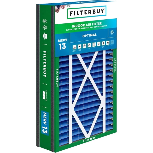 Filterbuy 16x25x5 MERV 13 (MPR 1900) Health Defense, Pleated HVAC AC Furnace Air Filters for Trion Air Bear 255649-105 and More (1-Pack)