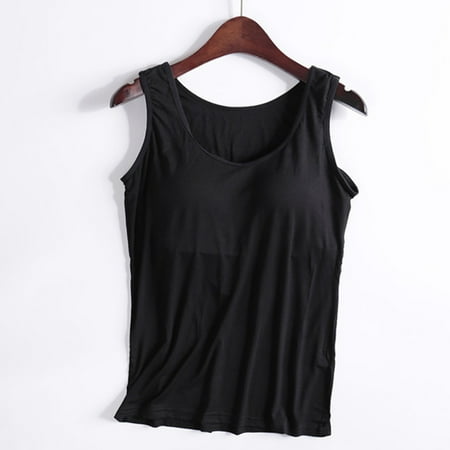 Pxxlle Built in Bra Tank Tops for Women Plus Size Summer Tees No Steel Rings Padded Athletic Vest Tops Workout Sports Bra Tops for 2025